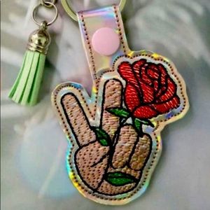 Peace rose keychain
